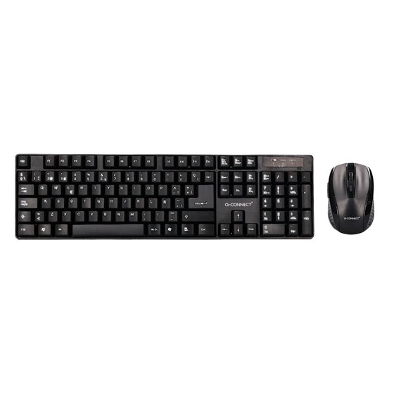 Set Teclado + Raton Inalambrico Q-Connect 2.4G Negro Compatible Windows