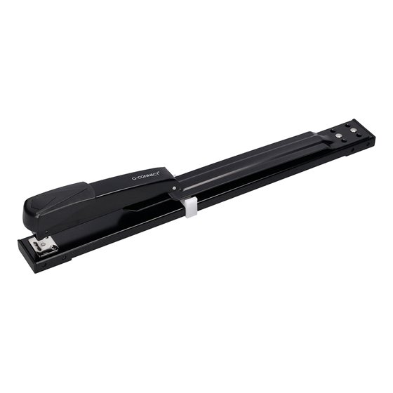 Grapadora Q-Connect Kf02292 Metalica Brazo Largo Capacidad 20 Hojas Usa Grapas 24/6 Y 26/6 Color Negro