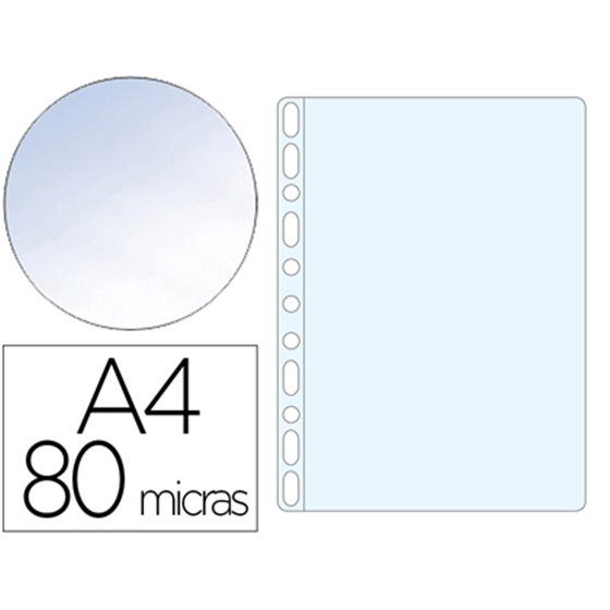 Funda Multitaladro Q-Connect Din A4 80 Mc Cristal Caja De 1400 Unidades