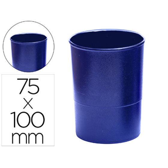 Cubilete Portalapices Q-Connect Azul Opaco Plastico Redondo Diametro 75 Mm Alto 100 Mm