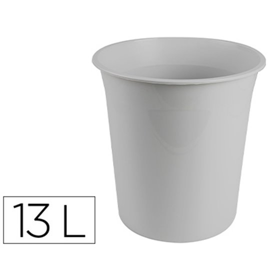 Papelera Plastico Q-Connect Gris Opaco 13 Litros 275X285 Mm