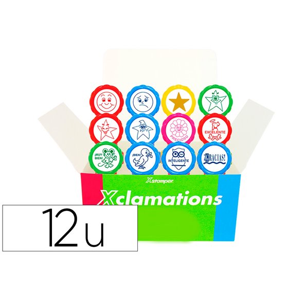 Sello X'Stamper Emoticono Uso Escolar Expositor De 12 Unidades Surtidas