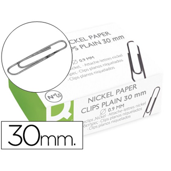 Clips Niquelados Q-Connect N�1,5 30 Mm Caja De 100 Unidades