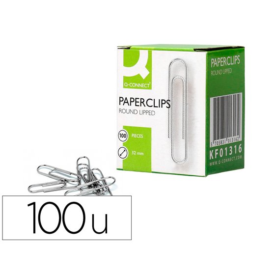 Clips Niquelados Q-Connect N� 32 Mm Caja De 100 Unidades