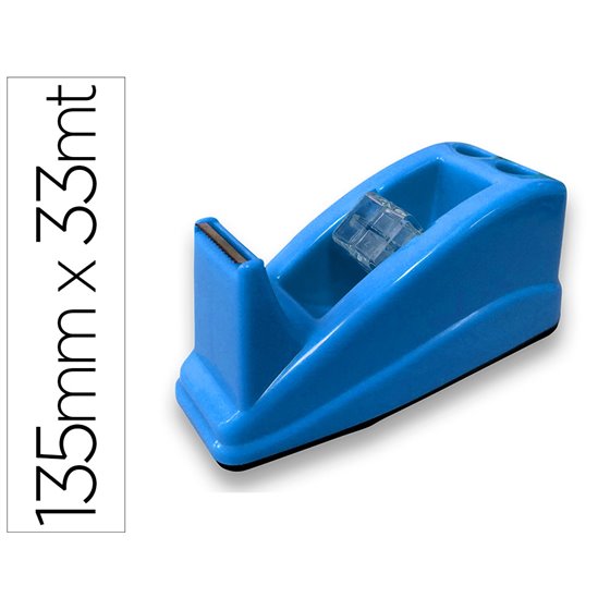 Portarrollo Sobremesa Q-Connect Plastico Para Cinta De 33 Mt Color Azul 135X58X60 Mm