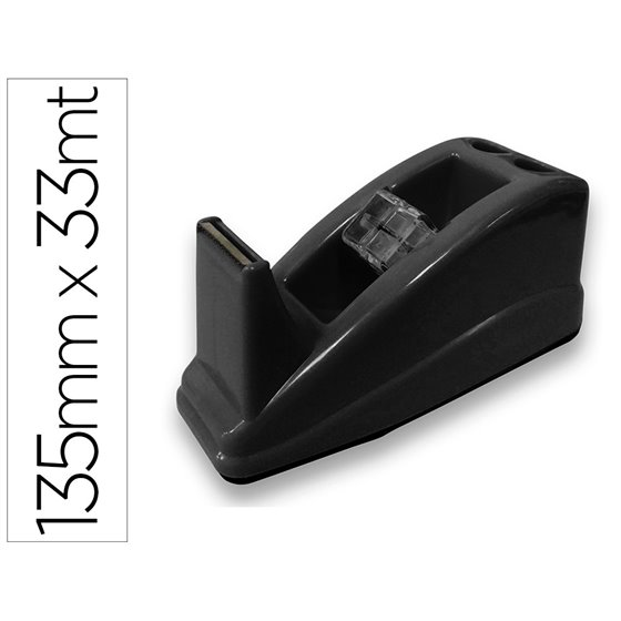 Portarrollo Sobremesa Q-Connect Plastico Para Cinta De 33 Mt Color Negro 135X58X60 Mm