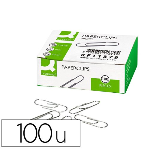 Clips Niquelados Q-Connect N 4 Planos 50 Mm Caja De 100 Unidades