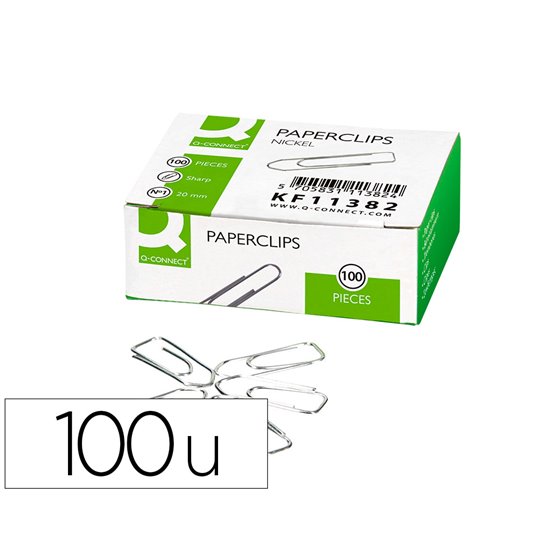 Clips Niquelados Q-Connect N 1 Picos 20 Mm Punta Caja De 100 Unidades