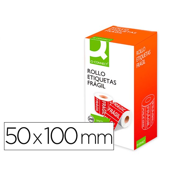 Etiqueta Q-Connect Fragil 50X100 Mm Rollo De 200 Unidades