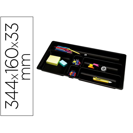Bandeja Organizadora Q-Connect De Cajones Color Negro 344X160X33 Mm