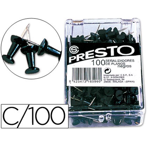 Se�alizador De Planos Presto Negro Caja De 100 Unidades