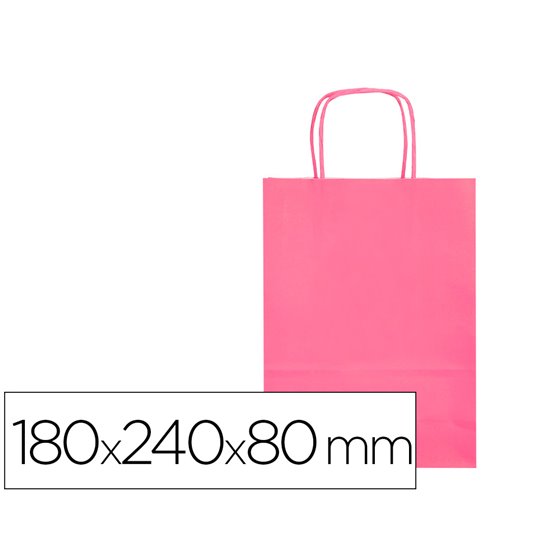 Bolsa Papel Q-Connect Celulosa Rosa Xs Con Asa Retorcida 180X240X80 Mm