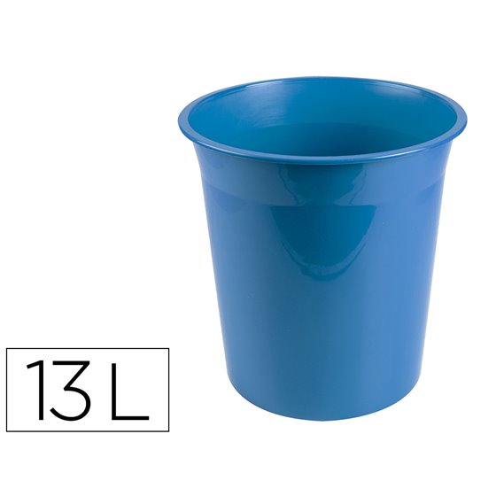 Papelera Plastico Liderpapel Celeste Opaco 13 Litros 275X285 Mm