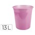 Papelera Plastico Liderpapel Rosa Translucido 13 Litros 275X285 Mm