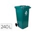 Papelera Contenedor Q-Connect Plastico Con Tapadera Y Ruedas 240 Litros Verde 1040X620X610 Mm