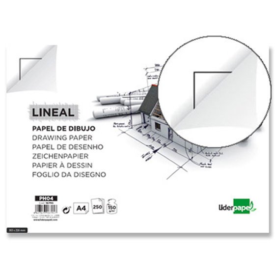 Papel Dibujo Liderpapel 210X297Mm 150G/M2 Con Cajetin