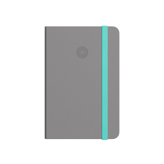 Cuaderno Con Gomilla Antartik Notes Tapa Dura A6 Hojas Rayas Gris Y Turquesa 100 Hojas 80 Gr Fsc