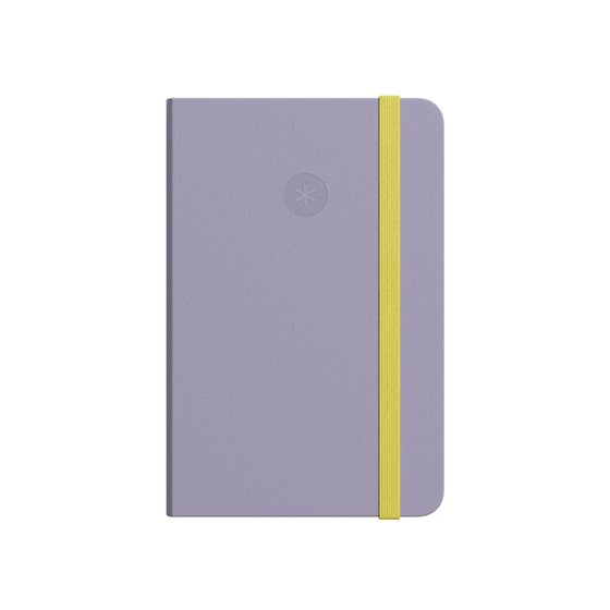 Cuaderno Con Gomilla Antartik Notes Tapa Dura A6 Hojas Rayas Morado Y Amarillo 100 Hojas 80 Gr Fsc