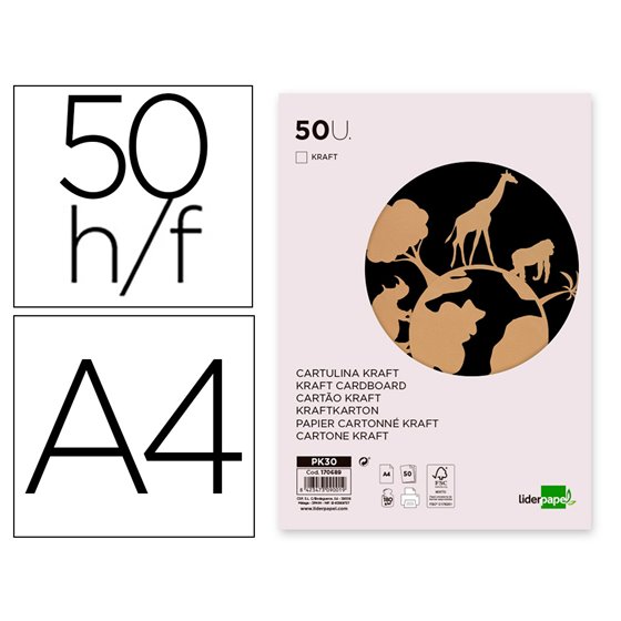 Papel Kraft Liderpapel A4 180G/M2 Paquete De 50 Hojas