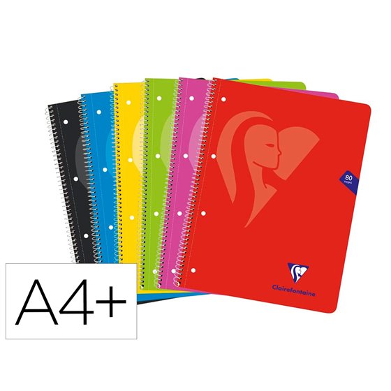 Cuaderno Espiral Clairefontaine Tapa Blanda Din A4+ Micro 80H 4 Tal 90 Gr Cuadro 5 Mm Colores Surtidos