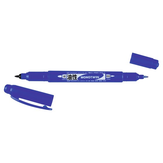 Rotulador Tombow Mono Twin Permanente Doble Punta Fina Y Gruesa Color Azul