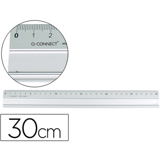 Regla Q-Connect Metalica Aluminio 30 Cm