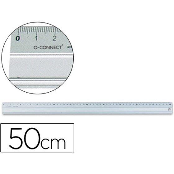 Regla Q-Connect Metalica Aluminio 50 Cm