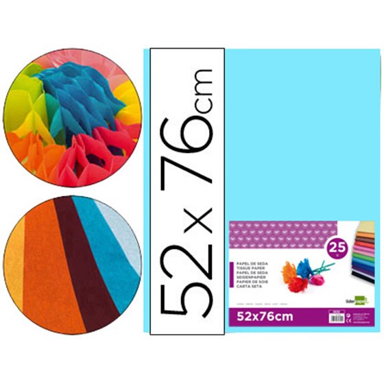 Papel Seda Liderpapel Celeste 52X76 Cm 18 Gr Paquete De 25 Hojas