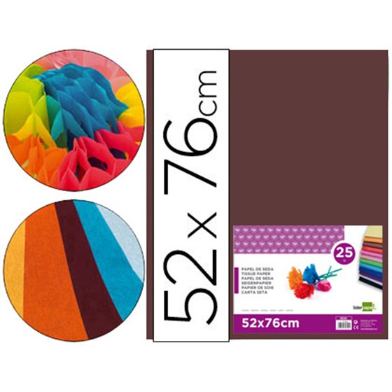 Papel Seda Liderpapel Marron 52X76 Cm 18 Gr Paquete De 25 Hojas