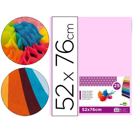 Papel Seda Liderpapel Rosa 52X76 Cm 18 Gr Paquete De 25 Hojas