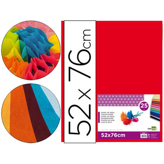 Papel Seda Liderpapel Rojo 52X76 Cm 18 Gr Paquete De 25 Hojas
