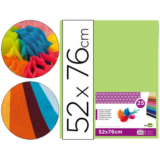 Papel Seda Liderpapel Verde Medio 52X76 Cm 18 Gr Paquete De 25 Hojas