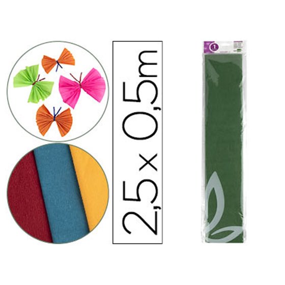Papel Crespon Liderpapel 50 Cm X 2.5M 34G/M2 Verde Oliva