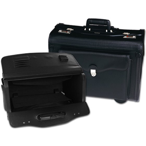 Maletin Atache Piloto Q-Connect Negro Con Asa Extensible Ruedas Y Cerradura Con Combinacion 490X350X225 Mm