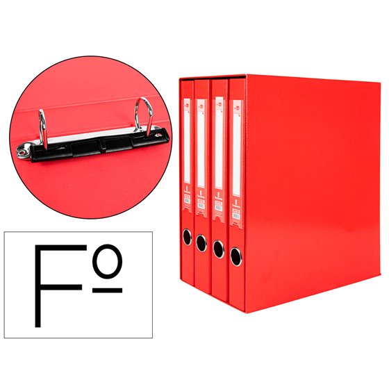 Modulo Liderpapel 4 Archivadores Folio 2 Anillas Mixtas 25Mm Rojo