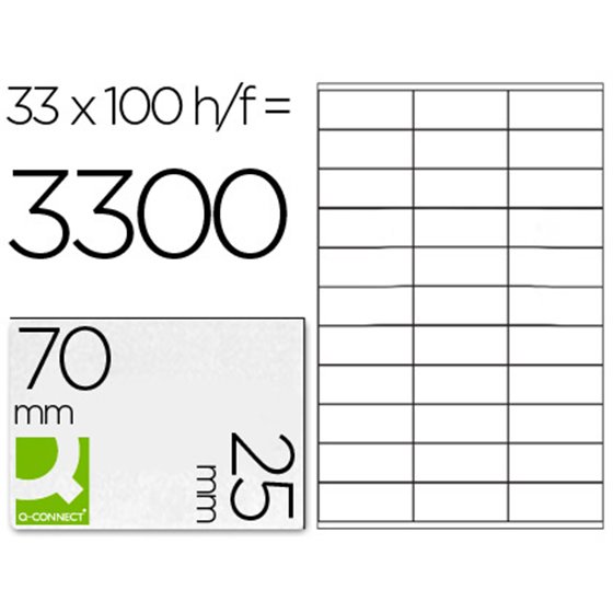 Etiqueta Adhesiva Q-Connect Kf10640 Tama�o 70X25 Mm Fotocopiadora Laser Ink.Jet Caja Con 100 Hojas Din A4