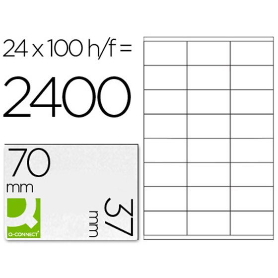 Etiqueta Adhesiva Q-Connect Kf10647 Tama�o 70X37 Mm Fotocopiadora Laser Ink-Jet Caja Con 100 Hojas Din A4