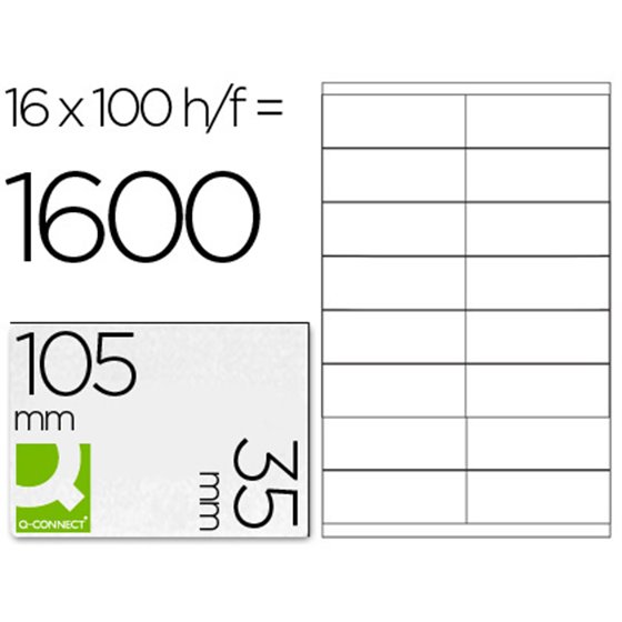 Etiqueta Adhesiva Q-Connect Kf10653 Tama�o 105X35 Mm Fotocopiadora Laser -Ink-Jet Caja Con 100 Hojas Din A4