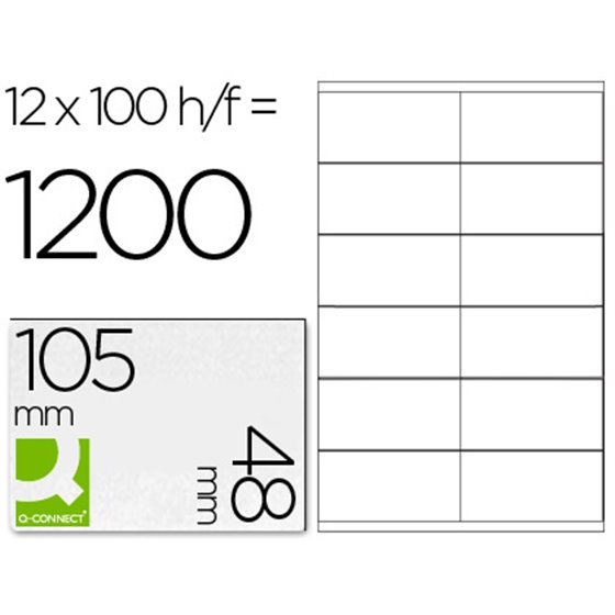 Etiqueta Adhesiva Q-Connect Kf10657 Tama�o 105X48 Mm Fotocopiadora Laser Ink-Jet Caja Con 100 Hojas Din A4
