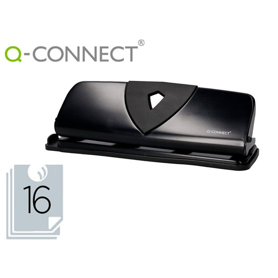 Taladrador Q-Connect Kf01238 Negro 4 Taladros Abertura 1,6 Mm Capacidad 16 Hojas