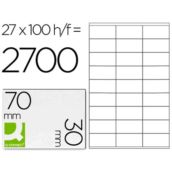 Etiqueta Adhesiva Q-Connect Kf10642 Tama�o 70X30 Mm Fotocopiadora Laser Ink-Jet Caja Con 100 Hojas Din A4