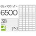 Etiqueta Adhesiva Q-Connect Kf01581 Tama�o 38,1X21,2Mm Fotocopiadora Laser Ink-Jet Caja Con 100 Hojas Din A4