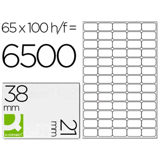 Etiqueta Adhesiva Q-Connect Kf01581 Tama�o 38,1X21,2Mm Fotocopiadora Laser Ink-Jet Caja Con 100 Hojas Din A4