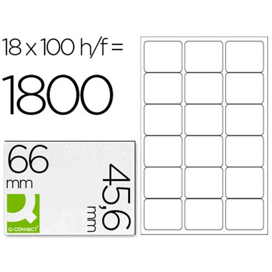 Etiqueta Adhesiva Q-Connect Kf01583 Tama�o 66X46,6 Mm Fotocopiadora Laser Ink-Jet Caja Con 100 Hojas Din A4