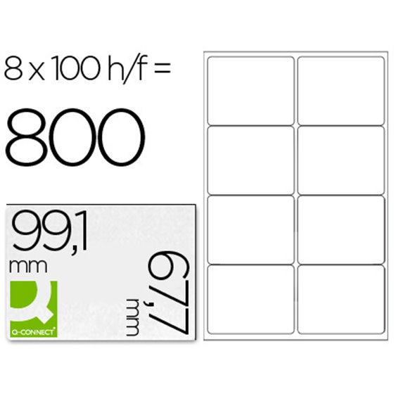 Etiqueta Adhesiva Q-Connect Kf01588 Tama�o 99,1X67,7 Mm Fotocopiadora Laser Ink-Jet Caja Con 100 Hojas Din A4