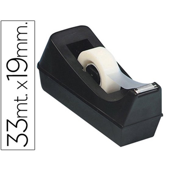 Portarrollo Sobremesa Q-Connect Plastico Para Cinta De 33 Mt Color Negro