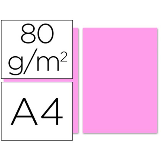 Papel Color Liderpapel A4 80Gr Rosa Paquete De 100 Hojas