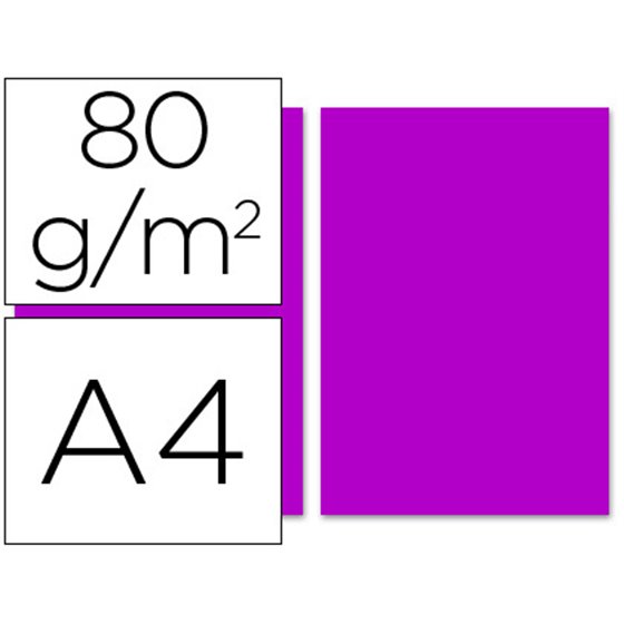 Papel Color Liderpapel A4 80Gr Fucsia Paquete De 100 Hojas