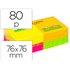 Bloc De Notas Adhesivas Quita Y Pon Q-Connect 76X76 Mm Con 80 Hojas Fluorescentes Pack De 12 Surtidas En 4 Colores