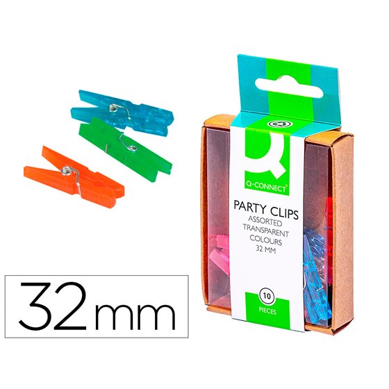 Pinza Fantasia Q-Connect 32 Mm Caja De 10 Unidades Colores Surtidos